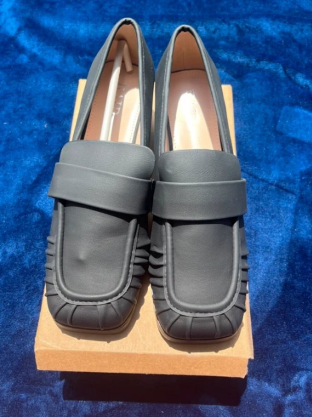 Black square loafers